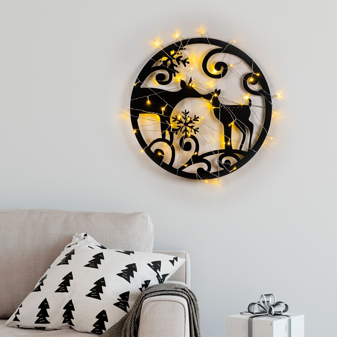 Decoratiune de luminoasa XMASBLACK-029, Tanelorn, 60x60 cm, metal, negru - imagine 7